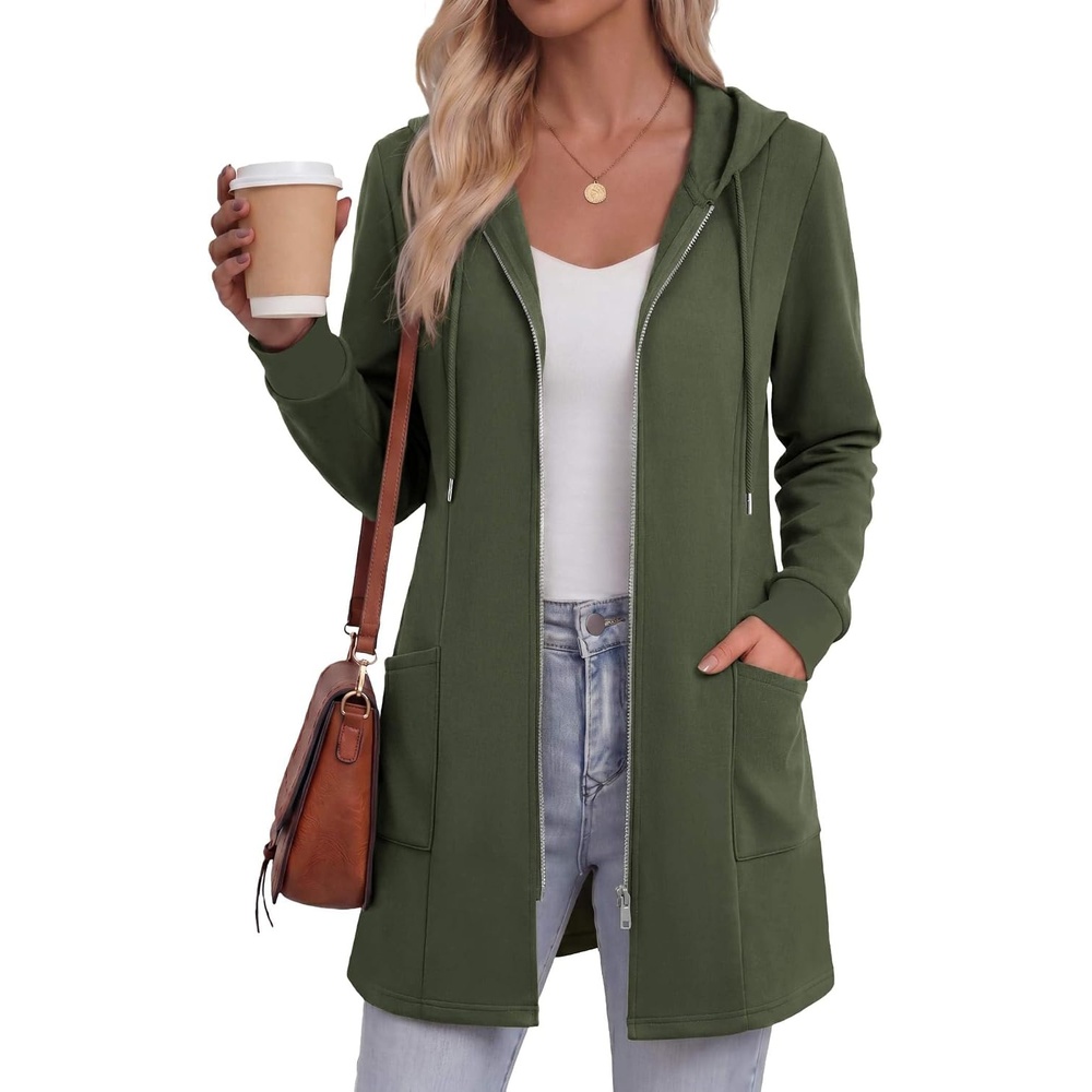 image:imageZeagoo Hoodies for Women Fall Zip up Jacket with Pocket 2026 S3XLArmy Green