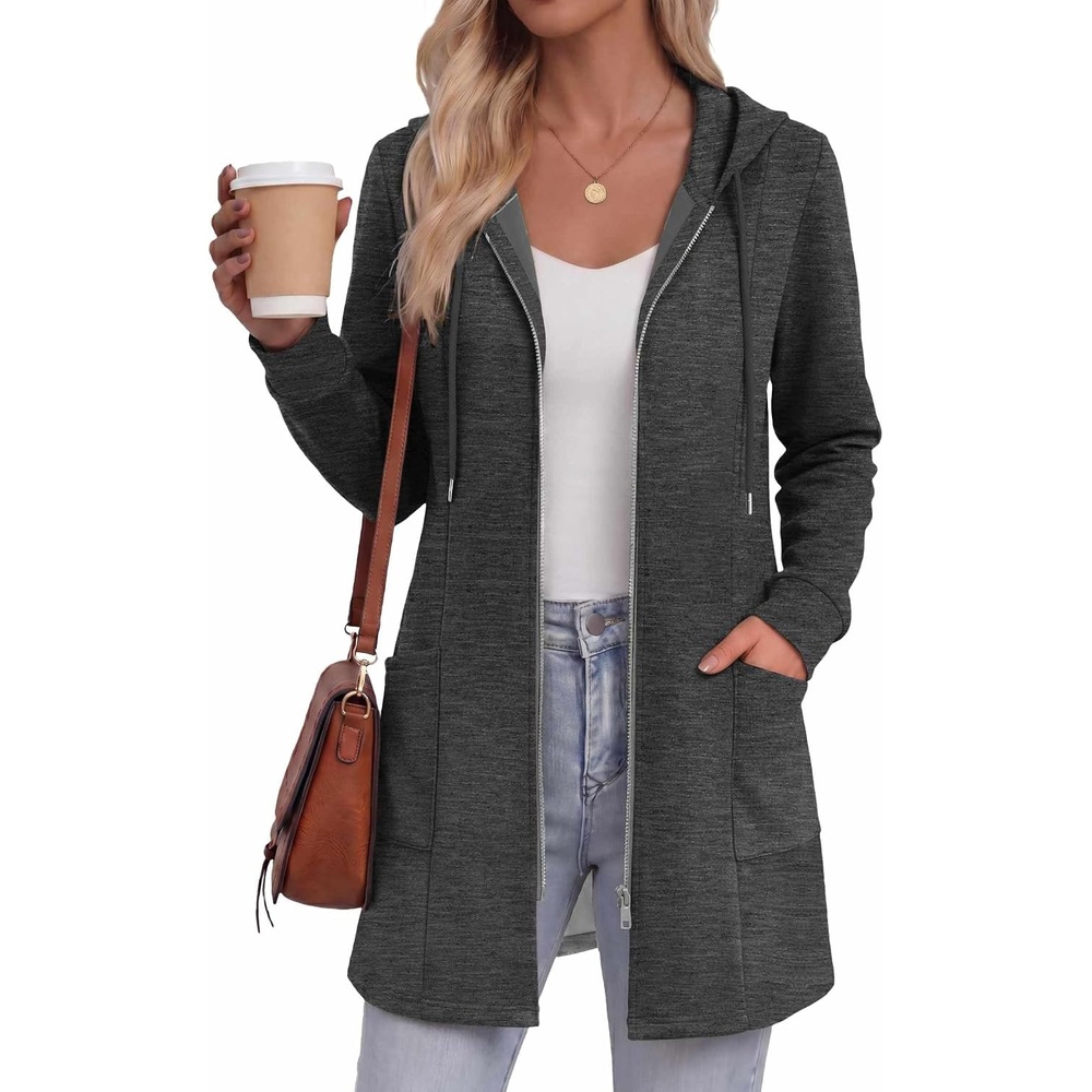 image:imageZeagoo Hoodies for Women Fall Zip up Jacket with Pocket 2026 S3XLDark Grey