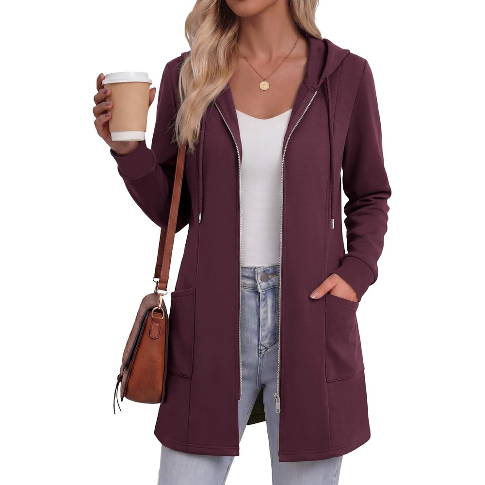 image:imageZeagoo Hoodies for Women Fall Zip up Jacket with Pocket 2026 S3XLDark Red