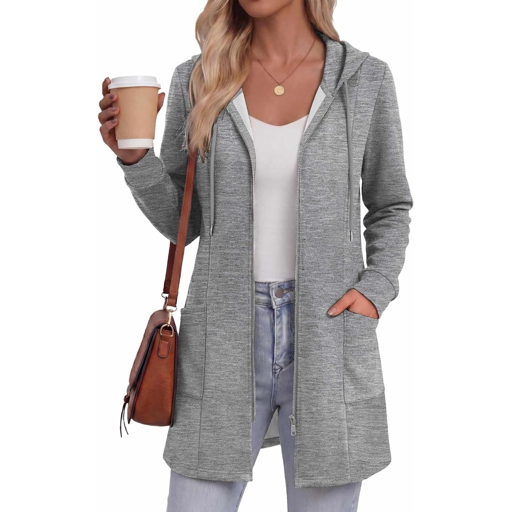 image:imageZeagoo Hoodies for Women Fall Zip up Jacket with Pocket 2026 S3XLLight Grey