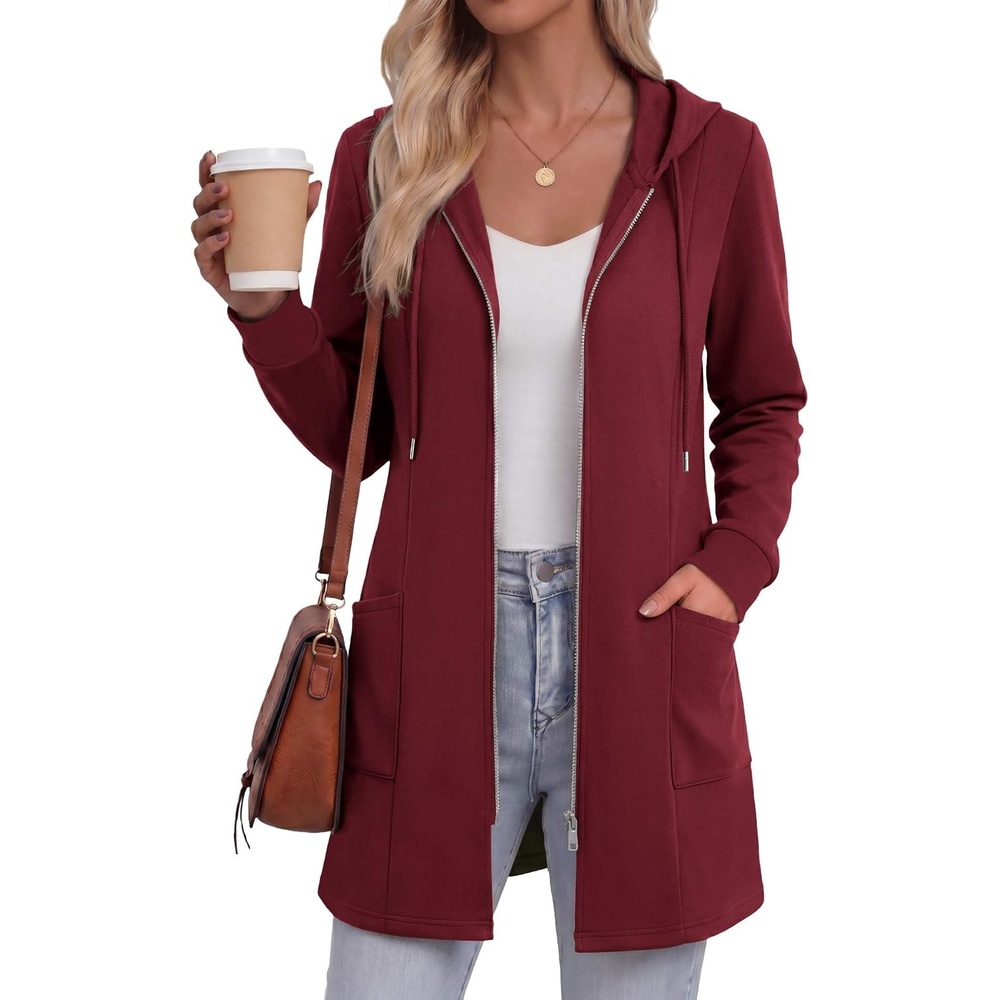 image:imageZeagoo Hoodies for Women Fall Zip up Jacket with Pocket 2026 S3XLRed