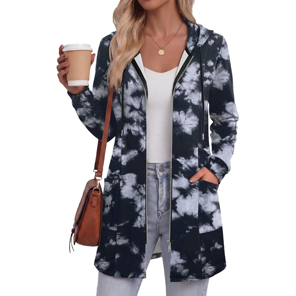 image:imageZeagoo Hoodies for Women Fall Zip up Jacket with Pocket 2026 S3XLTie Dye