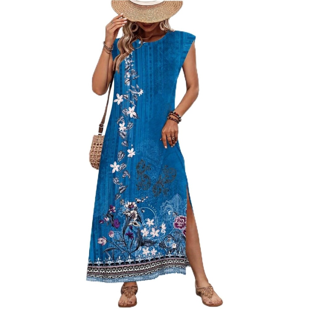 image:imageZeagoo Summer Dresses for Women 2026 Long Maxi Sundresses Loose Split WrinkleFree Beach Travel Vacation ClothesMz844