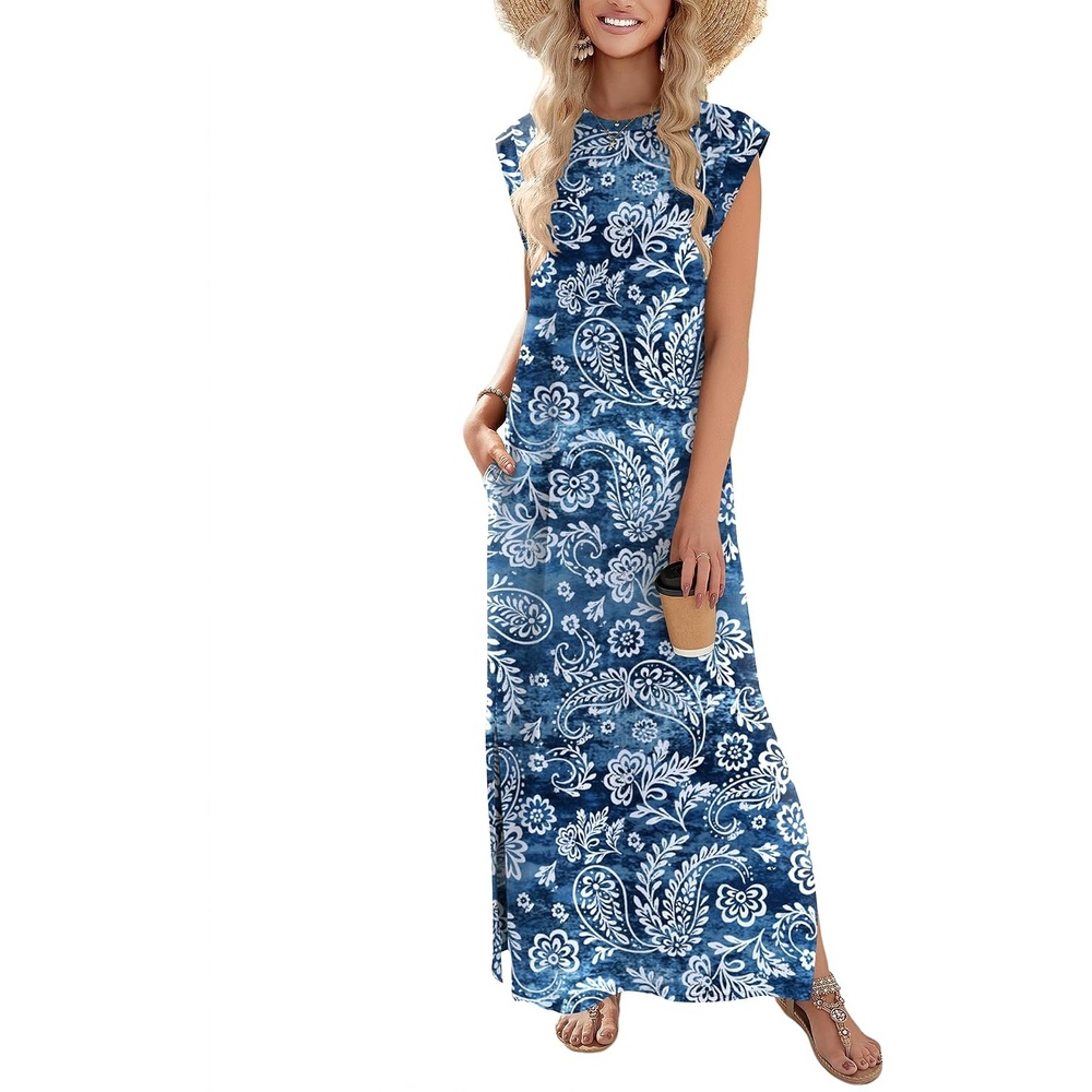 image:imageZeagoo Summer Dresses for Women 2026 Long Maxi Sundresses Loose Split WrinkleFree Beach Travel Vacation ClothesYg8