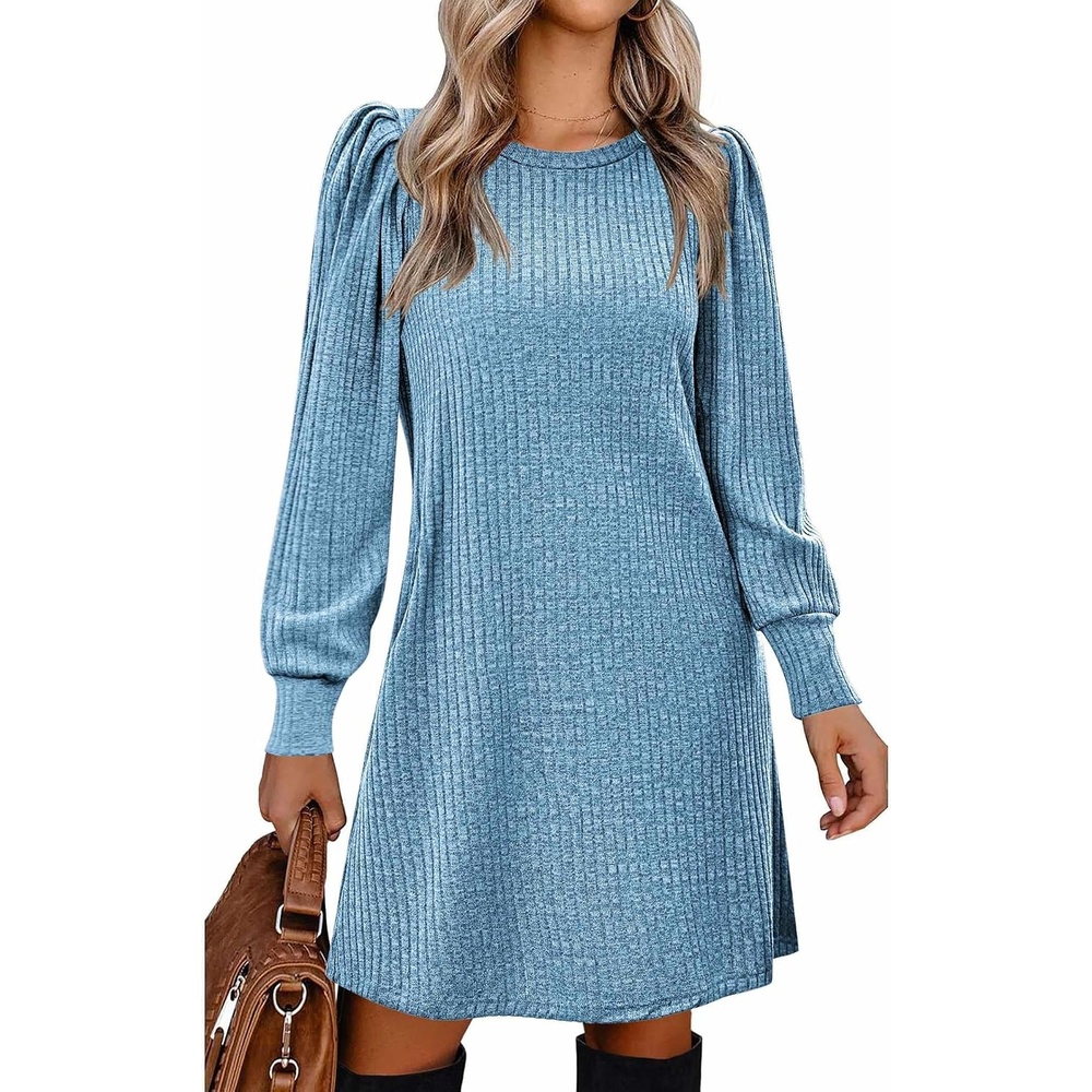 image:imageZeagoo Women Fall Winter Dress Knitted Pullover DressesBlue