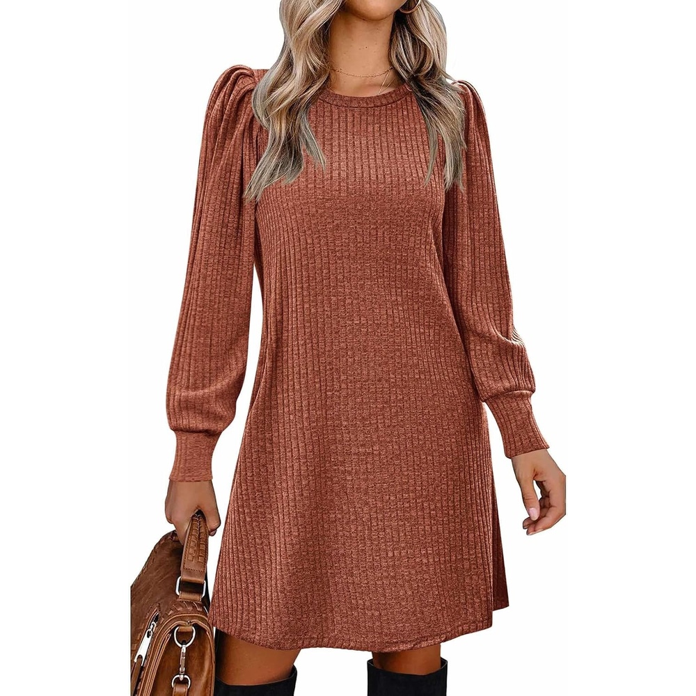 image:imageZeagoo Women Fall Winter Dress Knitted Pullover DressesCaramel