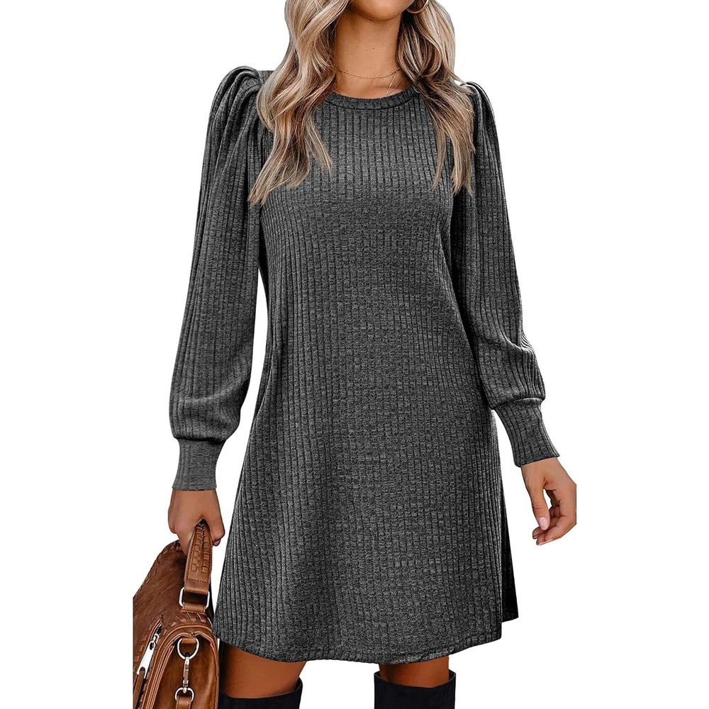 image:imageZeagoo Women Fall Winter Dress Knitted Pullover DressesDark Grey