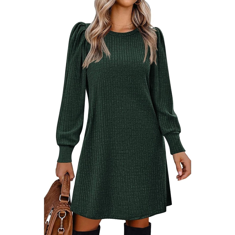 image:imageZeagoo Women Fall Winter Dress Knitted Pullover DressesDeep Green