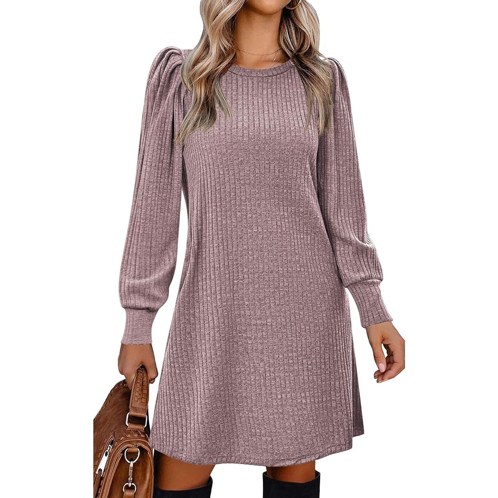 image:imageZeagoo Women Fall Winter Dress Knitted Pullover DressesPale Pink