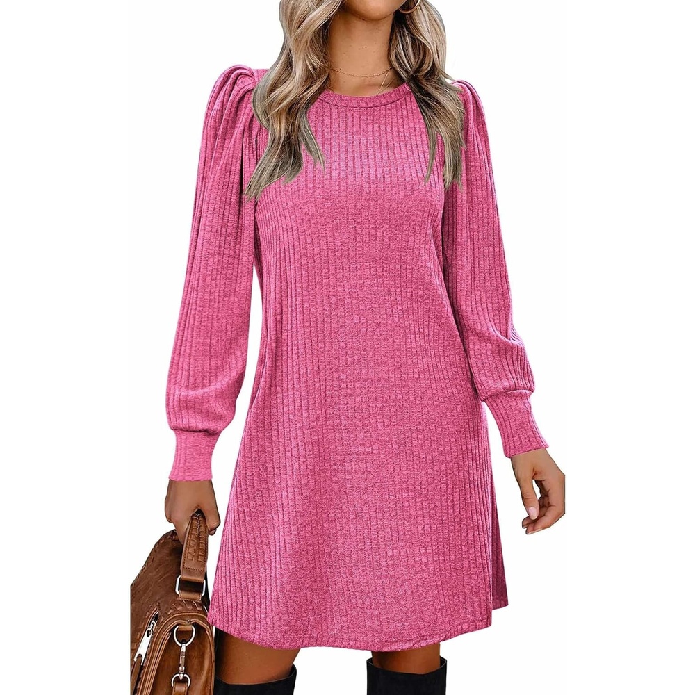 image:imageZeagoo Women Fall Winter Dress Knitted Pullover DressesRose Pink