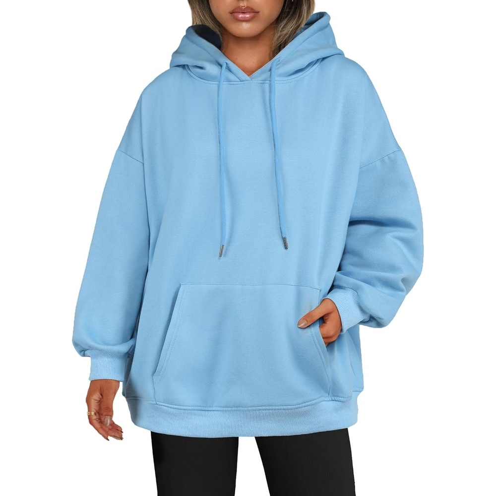image:imageZeagoo Womens Oversized Hoodies 2025 Fleece Sweatshirts Long Sleeve Pullover with Pocket Fall Winter Outfits ClothesLight Blue