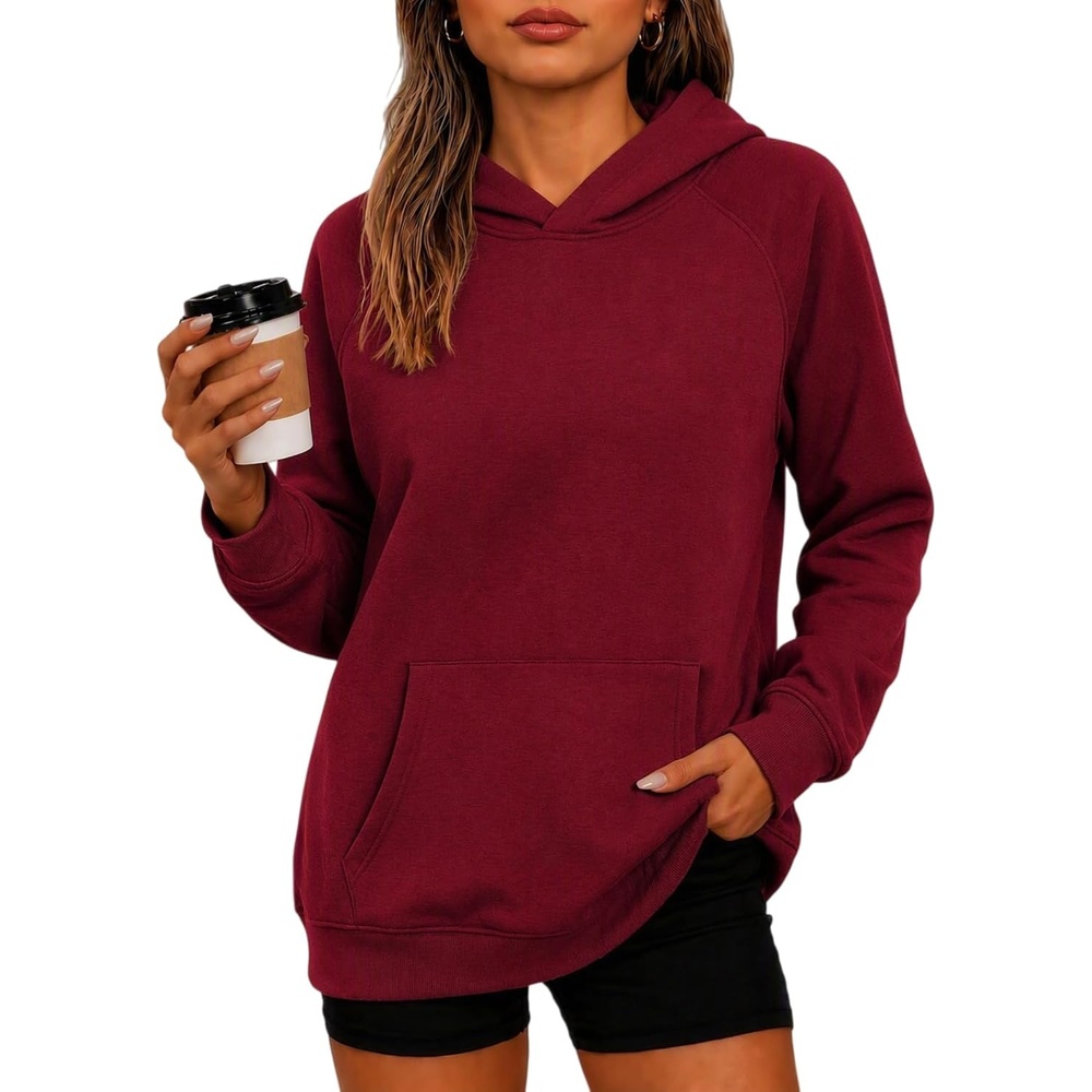 image:imageZeagoo Womens Oversized Hoodies Pullover Fleece Hooded Sweatshirt TrendyWine Red