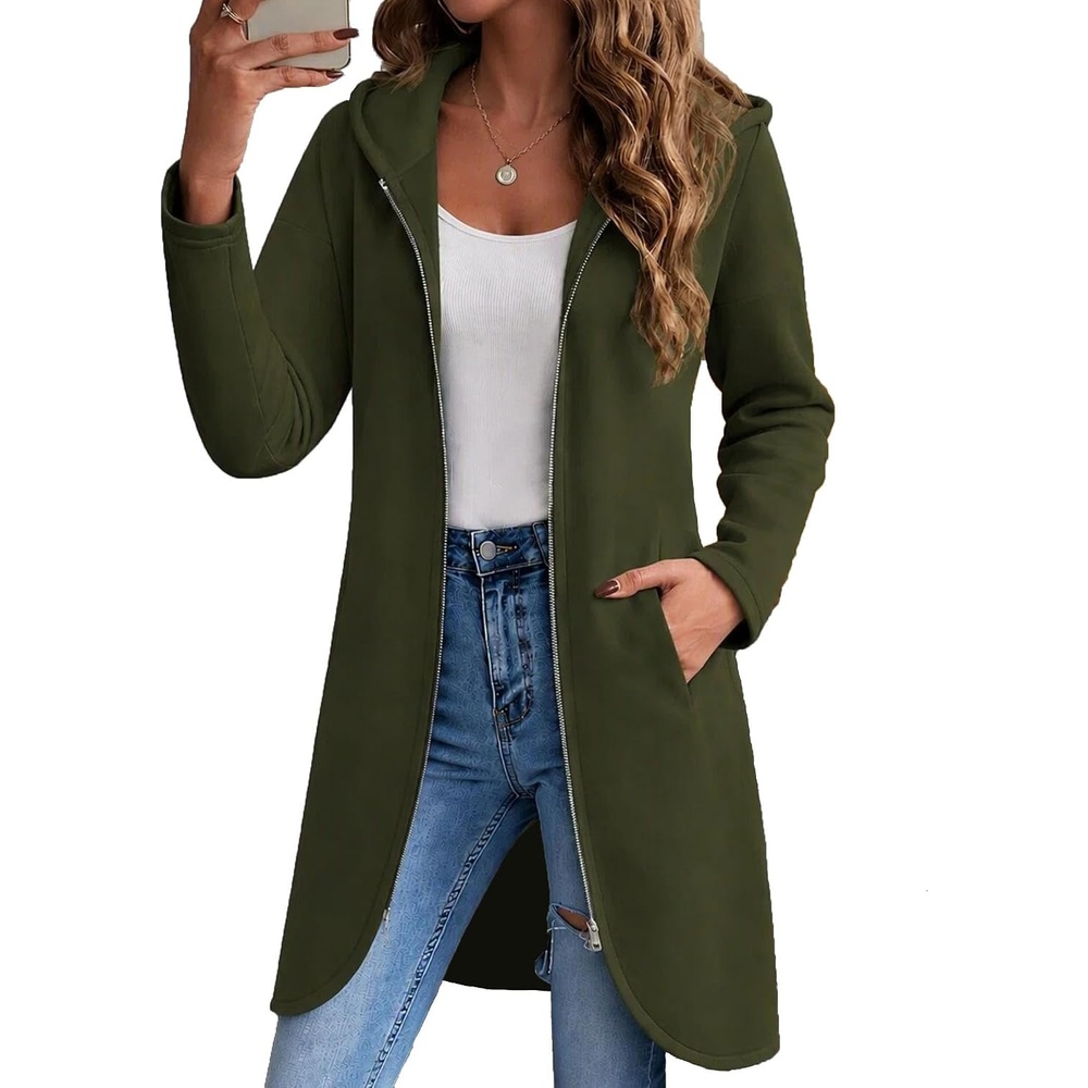 image:imageZeagoo Womens Zip Up Hoodies 2026 with PocketArmy Green