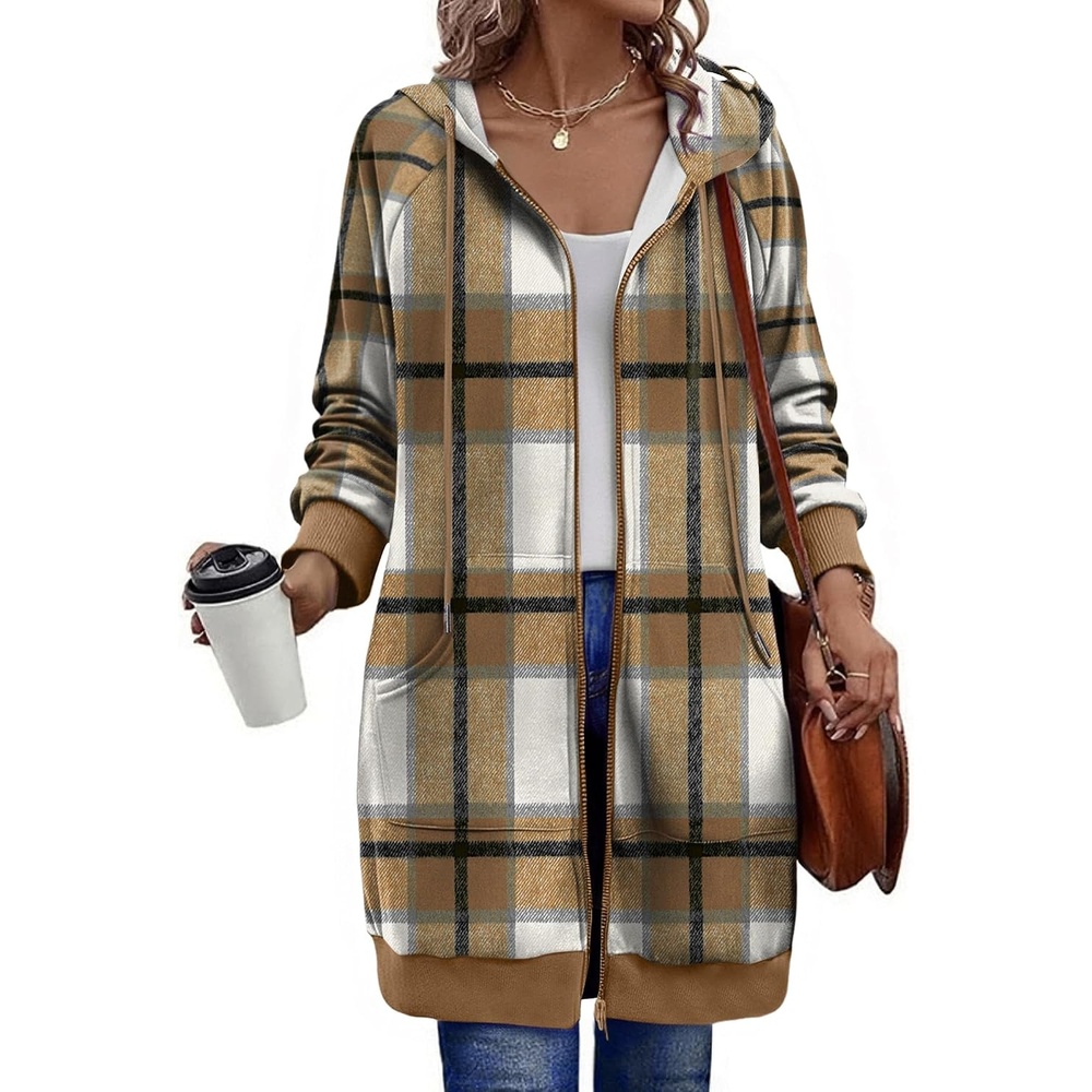 image:imageZeagoo Womens Zip Up Hoodies Long Sleeve Long Tunic Sweatshirts OversizedGz554