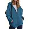 ZEAGOO Hoodies Women Zip Up Hoodie Oversized Sweatshirt Fleece Jackets Spring Fall Winter Coats 2026 Fashion(Blue-green)
