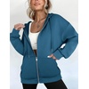 ZEAGOO Hoodies Women Zip Up Hoodie Oversized Sweatshirt Fleece Jackets Spring Fall Winter Coats 2026 Fashion(Blue-green)