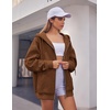 ZEAGOO Hoodies Women Zip Up Hoodie Oversized Sweatshirt Fleece Jackets Spring Fall Winter Coats 2026 Fashion(Brown)