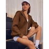 ZEAGOO Hoodies Women Zip Up Hoodie Oversized Sweatshirt Fleece Jackets Spring Fall Winter Coats 2026 Fashion(Brown)