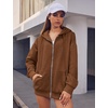 ZEAGOO Hoodies Women Zip Up Hoodie Oversized Sweatshirt Fleece Jackets Spring Fall Winter Coats 2026 Fashion(Brown)