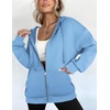 ZEAGOO Hoodies Women Zip Up Hoodie Oversized Sweatshirt Fleece Jackets Spring Fall Winter Coats 2026 Fashion(Light Blue)