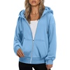 ZEAGOO Hoodies Women Zip Up Hoodie Oversized Sweatshirt Fleece Jackets Spring Fall Winter Coats 2026 Fashion(Light Blue)