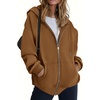 ZEAGOO Hoodies Women Zip Up Hoodie Oversized Sweatshirt Fleece Jackets Spring Fall Winter Coats 2026 Fashion(Light Brown Color)