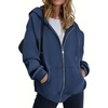 ZEAGOO Hoodies Women Zip Up Hoodie Oversized Sweatshirt Fleece Jackets Spring Fall Winter Coats 2026 Fashion(Navy Blue)