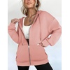 ZEAGOO Hoodies Women Zip Up Hoodie Oversized Sweatshirt Fleece Jackets Spring Fall Winter Coats 2026 Fashion(Pink)