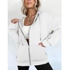 ZEAGOO Hoodies Women Zip Up Hoodie Oversized Sweatshirt Fleece Jackets Spring Fall Winter Coats 2026 Fashion(White)