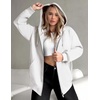 ZEAGOO Hoodies Women Zip Up Hoodie Oversized Sweatshirt Fleece Jackets Spring Fall Winter Coats 2026 Fashion(White)