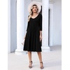 Zeagoo 3/4 Sleeve Women’s Dress Pleated Midi Casual Dresses with Pockets(Black)