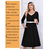 Zeagoo 3/4 Sleeve Women’s Dress Pleated Midi Casual Dresses with Pockets(Black)