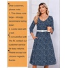 Zeagoo 3/4 Sleeve Women’s Dress Pleated Midi Casual Dresses with Pockets(Blue Small Floral)