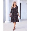 Zeagoo 3/4 Sleeve Women’s Dress Pleated Midi Casual Dresses with Pockets(Colorful Heart)