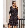Zeagoo 3/4 Sleeve Women’s Dress Pleated Midi Casual Dresses with Pockets(Colorful Heart)