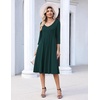 Zeagoo 3/4 Sleeve Women’s Dress Pleated Midi Casual Dresses with Pockets(Dark Green)