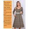 Zeagoo 3/4 Sleeve Women’s Dress Pleated Midi Casual Dresses with Pockets(Floral Brown)
