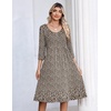 Zeagoo 3/4 Sleeve Women’s Dress Pleated Midi Casual Dresses with Pockets(Floral Brown)