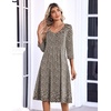 Zeagoo 3/4 Sleeve Women’s Dress Pleated Midi Casual Dresses with Pockets(Floral Brown)