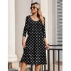 Zeagoo 3/4 Sleeve Women’s Dress Pleated Midi Casual Dresses with Pockets(Polka Dots)
