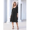 Zeagoo 3/4 Sleeve Women’s Dress Pleated Midi Casual Dresses with Pockets(Polka Dots)
