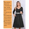 Zeagoo 3/4 Sleeve Women’s Dress Pleated Midi Casual Dresses with Pockets(Polka Dots)