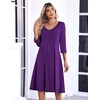 Zeagoo 3/4 Sleeve Women’s Dress Pleated Midi Casual Dresses with Pockets(Purple)