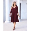 Zeagoo 3/4 Sleeve Women’s Dress Pleated Midi Casual Dresses with Pockets(Red)