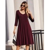 Zeagoo 3/4 Sleeve Women’s Dress Pleated Midi Casual Dresses with Pockets(Red)