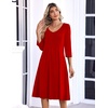 Zeagoo 3/4 Sleeve Women’s Dress Pleated Midi Casual Dresses with Pockets(True Red)