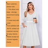 Zeagoo 3/4 Sleeve Women’s Dress Pleated Midi Casual Dresses with Pockets(White)