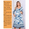 Zeagoo 3/4 Sleeve Women’s Dress Pleated Midi Casual Dresses with Pockets(White-based Print)