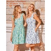 Zeagoo Boho Mini A-line Dress 2025 Womens Summer Dress Casual Ruffle Tiered Floral Square Neck Sundresses Beach with Pockets(Blue White Floral)