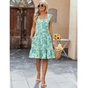 Zeagoo Boho Mini A-line Dress 2025 Womens Summer Dress Casual Ruffle Tiered Floral Square Neck Sundresses Beach with Pockets(Light Blue Floral)